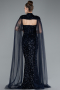 Long Navy Blue Scaly Evening Dress ABU4910