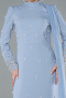 Long Grey-Indigo Hijab Dress ABU4931