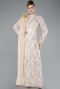 Long Beige Dantelle Hijab Dress ABU4933