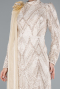 Long Beige Dantelle Hijab Dress ABU4933