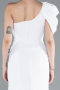 White One Shoulder Slit Long Chiffon Prom Dress ABU4091