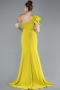Pistachio Green One Shoulder Slit Long Chiffon Prom Dress ABU4091