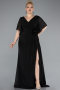 Long Black Chiffon Plus Size Evening Dress ABU4911