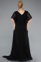 Long Black Chiffon Plus Size Evening Dress ABU4911