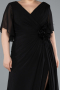 Long Black Chiffon Plus Size Evening Dress ABU4911