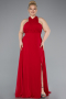 Long Red Chiffon Formal Plus Size Dress ABU4951
