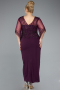 Midi Purple Chiffon Plus Size Evening Dress ABK2333