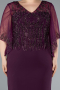 Midi Purple Chiffon Plus Size Evening Dress ABK2333