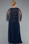 Navy Blue Stones On Top Two Piece Long Plus Size Evening Gown ABU4888