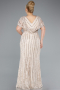 Long Beige Dantelle Plus Size Engagement Dress ABU4948