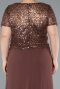 Copper Short Sleeve Beaded Slit Long Plus Size Chiffon Evening Gown ABU4806