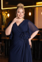 Long Navy Blue Chiffon Plus Size Evening Dress ABU4911