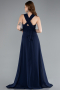 Long Navy Blue Chiffon Prom Gown ABU4965