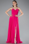 Long Fuchsia Chiffon Prom Gown ABU4966