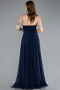 Long Navy Blue Chiffon Prom Gown ABU4966