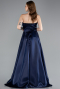 Navy Blue Strapless Slit Long Satin Prom Dress ABU4561