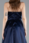 Navy Blue Strapless Slit Long Satin Prom Dress ABU4561
