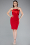 Red Strapless Train Short Invitation Dress ABK2306