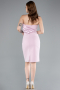 Powder Color Strapless Train Short Invitation Dress ABK2306