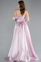 Powder Color Strapless Slit Long Satin Prom Dress ABU4561