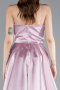 Powder Color Strapless Slit Long Satin Prom Dress ABU4561