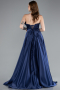 Long Navy Blue Satin Evening Dress ABU4975
