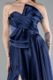 Long Navy Blue Satin Evening Dress ABU4975