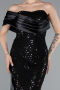 Long Black Beaded Mermaid Evening Gown ABU4986