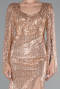 Gold Slit Shawl Sleeve Long Special Design Beaded Evening Dress ABU5002