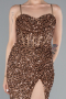 Copper Strapless Underwire Slit Long Sequin Evening Gown ABU4842