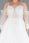 White Stone Embroidered Long Sleeve Plus Size Wedding Dress ABG118