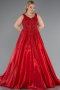 Long Red Plus Size Engagement Dress ABU3618