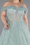 Long Mint Plus Size Haute Couture Dress ABU3689