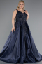 Long Navy Blue Plus Size Haute Couture Dress ABU4557
