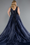 Long Navy Blue Plus Size Haute Couture Dress ABU4557
