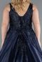 Long Navy Blue Plus Size Haute Couture Dress ABU4557