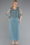 Midi Turquoise Chiffon Plus Size Evening Dress ABK2333