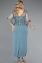 Midi Turquoise Chiffon Plus Size Evening Dress ABK2333