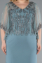Midi Turquoise Chiffon Plus Size Evening Dress ABK2333