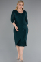 Emerald Green Capri Sleeve Midi Plus Size Evening Dress ABK1950
