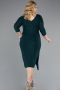 Emerald Green Capri Sleeve Midi Plus Size Evening Dress ABK1950