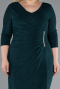 Emerald Green Capri Sleeve Midi Plus Size Evening Dress ABK1950