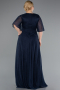 Navy Blue Short Sleeve V Neck Long Glittery Plus Size Evening Dress ABU4887