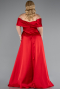 Long Red Satin Plus Size Evening Gown ABU4998