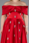 Long Red Satin Plus Size Evening Gown ABU4998