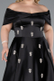 Long Black Satin Plus Size Evening Gown ABU4998