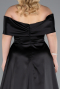 Long Black Satin Plus Size Evening Gown ABU4998