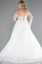 White Laced Long Sleeve Princess Plus Size Wedding Dress ABG041