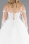 White Laced Long Sleeve Princess Plus Size Wedding Dress ABG041