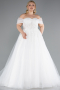 Long White Plus Size Wedding Dress ABG147